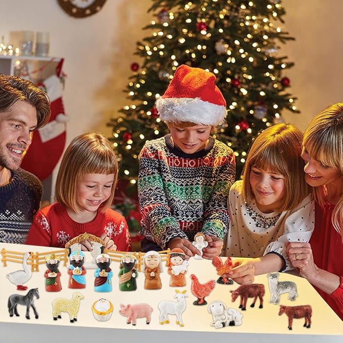 2025 Nativity Advent Calendar, 24 Days Christmas Advent Calendar for Boys Girls Teen Adult, 24pcs Building Blocks Set, For Holiday Enthusiasts, Home Decor, Festive Gifting, Ready-to-Display Manger Scene