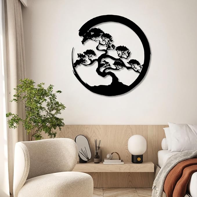 Yemwot Metal Tree of Life Wall Decor, Circle of Life Metal Trees Wall Art, Branch Art, Spiritual Decor, Modern Sculpture Decoration, Living Room Bedroom Decoration (Sliver-Tree 3, 33"x 35"| 83x90cm)