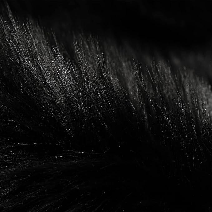 SERISSA Soft Fluffy Area Rug, Coal Black Faux Sheepskin Fur Rug, Shaggy Rug for Bedroom Floor Fuzzy Carpet for Living Room 4x6 Feet