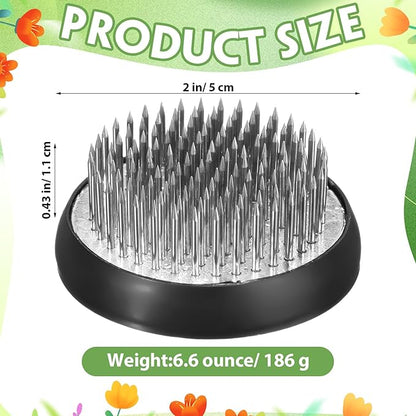 Sliner 16 Pieces Floral Frogs Round Flower Holder Japanese Ikebana Vase Kenzan Flower Flower Arranger Flower Fixed Tools Pin for Flower Arrangement Home DIY Craft (Silver,2 Inch)
