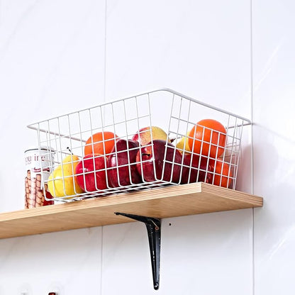 14" Upright Freezer Storage Baskets, Large White Wire Storage Bins Bakset for Freezer, Pantry, Bathroom Organizing, Set of 2