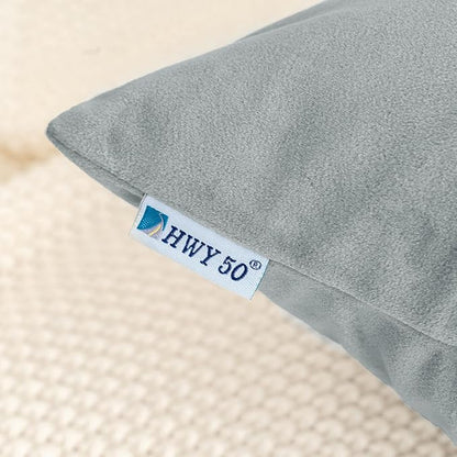 HWY 50 Gray Grey Velvet Rectangular Throw Pillow Covers 12x20 Inch, Pack of 2 Soft Cozy Solid Decorative Luxury Cushion Cases for Couch Sofa Bed Living Room Bedroom
