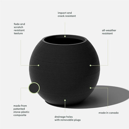 Veradek Strata Series Sphere Round Planter for Patio & Backyard | Durable Plastic-Stone Material | Modern Décor for Tall Trees and Plants