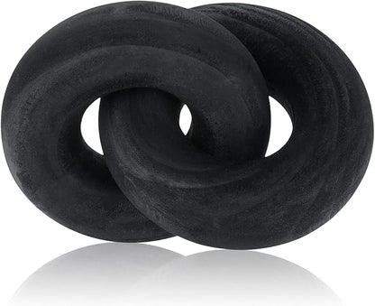 Yalikop 2 Link Wood Chain Link Decor Coffee Table Wooden Knot Decor Hand Carved Modern Farmhouse Ornament Boho Rustic Natural Chain Items for Home Living Room Bedroom Shelf Decorations(Black)