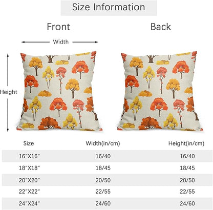 Fall Pillow Covers 18x18 Set of 2 Red Orange Maple Tree Leaf Autumn Outdoor Pillowcase with Zipper Forest Print Pattern Decorative Cushion Cover Rustic Decoration Farmhouse Sofa Couch Bed Decor