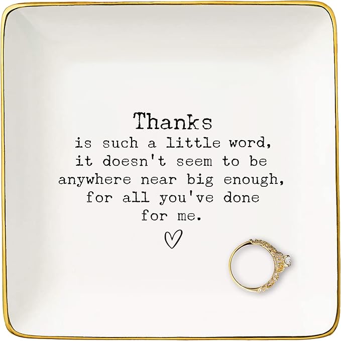 NZY be Thankful,Thank You Gifts for Teacher,Godmother,Mom,Mentor,Coach,Leader,Boss,Sister,Best Friends-Feel Grateful,Appreciation,Thanksgiving Christmas Gifts-Jewelry Tray Trinket Holder Ring Dish