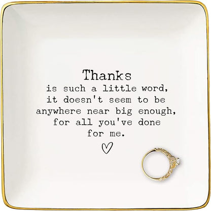 NZY be Thankful,Thank You Gifts for Teacher,Godmother,Mom,Mentor,Coach,Leader,Boss,Sister,Best Friends-Feel Grateful,Appreciation,Thanksgiving Christmas Gifts-Jewelry Tray Trinket Holder Ring Dish