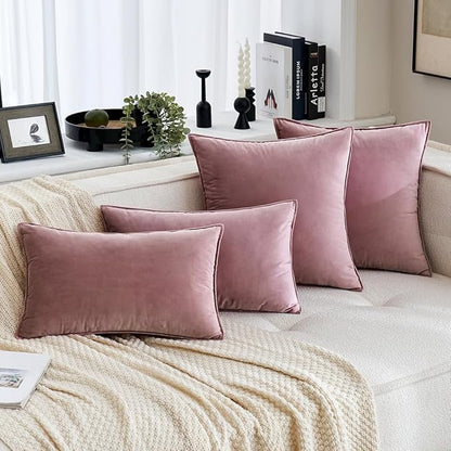 MIULEE Pack of 2 Decorative Velvet Throw Pillow Cover Soft Jam Pillow Cover Soild Square Cushion Case for Sofa Bedroom Car 18x 18 Inch 45x 45cm