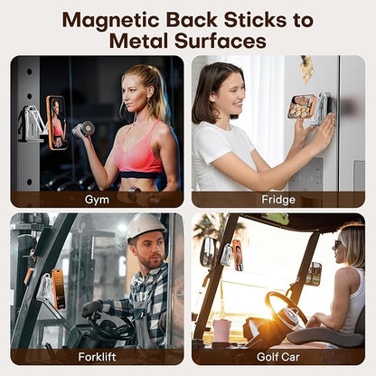 OMOTON 360°Rotating for MagSafe Tripod Mount, Adjustable Aluminum Magnetic Phone Tripod for iPhone 17/16/15/14 Pro Max Air, Foldable Cell Phone Stand Fits Vlog, Gym, Travel Essentials, Silver
