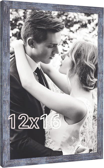 12x16 Picture Frame Blue, Rustic 16x12in Poster frame, Retro Navy Blue 12 by 16 Canvas Frame, Large Gallery Family Concert Portrait Photo Frame, Anniversary/Birthday/Wedding/Thank you/Christmas Gift