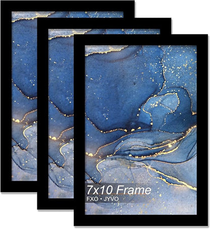 7x10 Picture Frame Set of 3, Black Frame for 7 x 10 Inch Picture Poster Photo, Light Weight and High Transparent 7 by 10 Frame for Wall - 3 Pack/Black/7"x10"