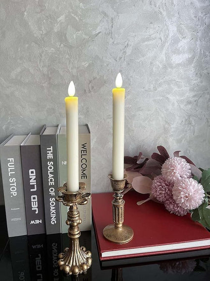 French Nostalgic Floral Resin Candle Holder Antique Bronze/Furniture Decoration/Retro Ornaments Candlestick (A)