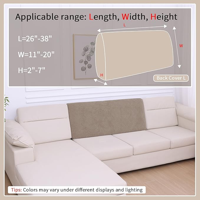 hyha Waterproof Couch Cushion Covers, Waterproof Sectional Couch Covers for Cushion Sofa for Pets, Stretch Sofa Slipcover Washable with Elastic Bottom(Back Cover L, Camel)