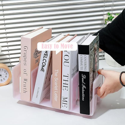 BAYTORY 2Pcs Acrylic File Holder Purse Organizer, Sturdy Desktop File Sorter Organizer, Binder Shelf for Office Desk Kitchen Shelf Closet (Pink)