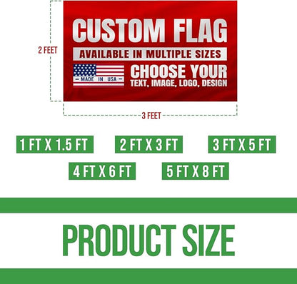 Custom Flag (1x1.5FT to 5x8FT) by BCB Print for Business | Personalized Outdoor Flags with Grommets for Advertising, Events | HD Printed Custom Sign Flag | Express Dispatch+Ship | Made in USA