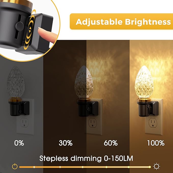 L LOHAS LED Night Light, LED Night Lights Plug into Wall, Dimmable Night Light with Auto Light Sensor, 3000K Warm White 0-100LM, Adjustable Brightness Nightlight, Bathroom Hallway Bedroom
