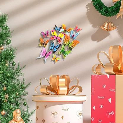 Somotersea 24Pcs 3D Butterfly Wall Decor - Removable Butterfly Decoration for Girls Room & Birthday Party - Colourful