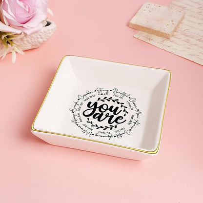 JoycuFF Confirmation Gifts for Teen Christian Gifts for Women, Religious J Catholic Communion ewelry Dish Gifts for Women