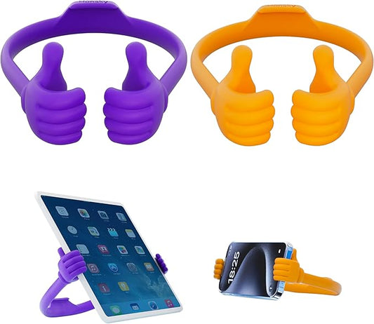 Honsky Adjustable Tablet Stand, Portable Phone Holder for Desk Bed - Multi-Angle Drawing Stand Compatible with All Tablets (Purple & Yellow)