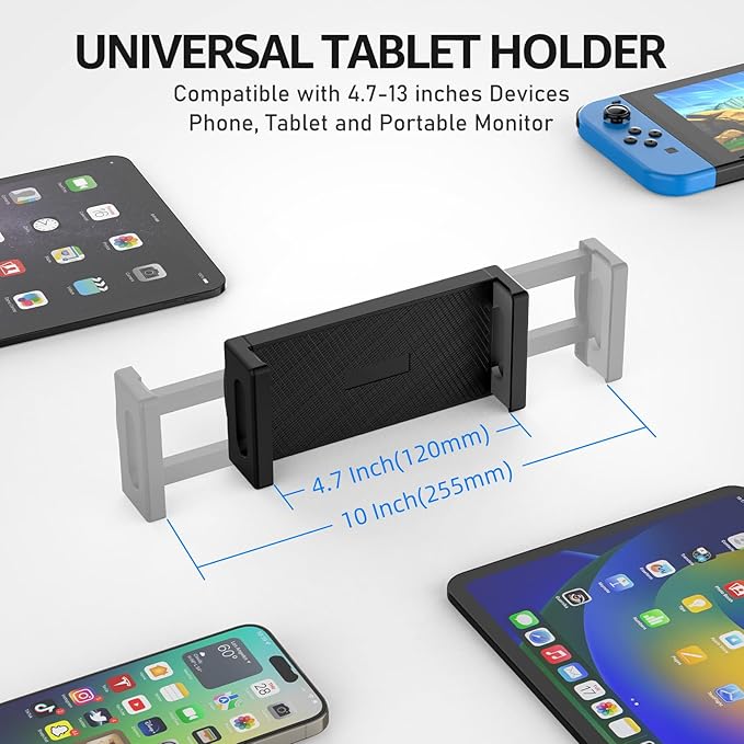 Urmust Tablet Wall Mount Holder for iPad, 360°Rotation Adjustable Tablet Stand Holder with Aluminum Extendable Arm, for iPad mini/Air/Pro/Galaxy Tab/Kindle, All 4.7-13" Phones & Tablets