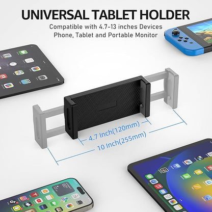 Urmust Tablet Wall Mount Holder for iPad, 360°Rotation Adjustable Tablet Stand Holder with Aluminum Extendable Arm, for iPad mini/Air/Pro/Galaxy Tab/Kindle, All 4.7-13" Phones & Tablets