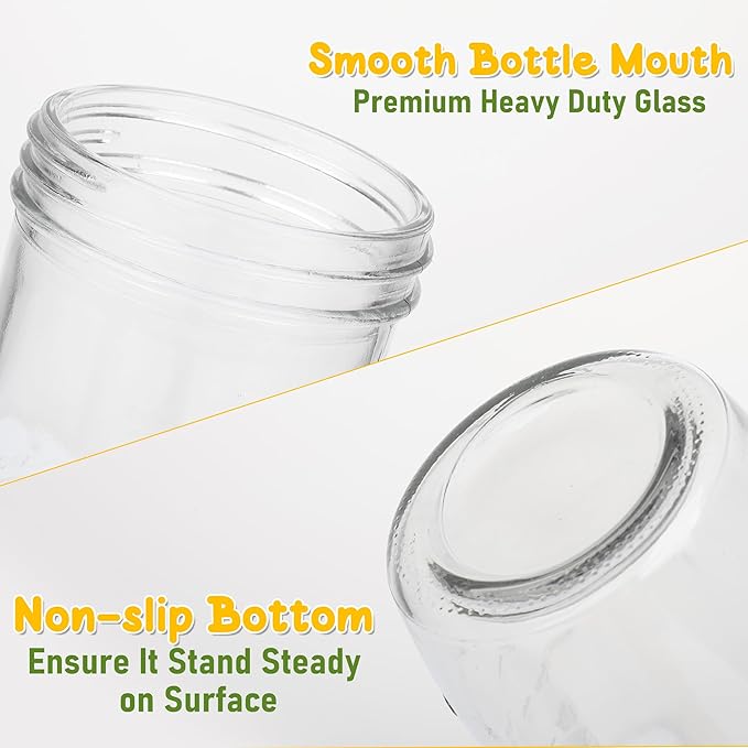 Mason Jars Wide Mouth 24oz - 8 pack Glass Pickle Canning Jars Food Storage With Airtight Mason Jar lids and Bands for Canning, Preserving, Fermenting, Pickling, DIY Projects