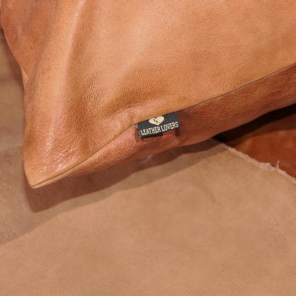 LL LEATHER LOVERS Lambskin Leather Pillow Cover - Sofa Cushion Case - Decorative Throw Covers for Living Room & Bedroom, 22x22 Inches - Gold Beige Plain (01) Pack of 2
