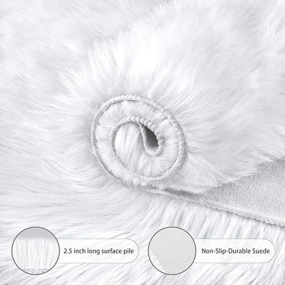 Ciicool Faux Sheepskin Rugs Soft Faux Fur Rug White Fluffy Chair Couch Cover Fuzzy Carpet for Bedroom Floor Sofa Living Room 2x3 Feet