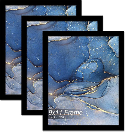 9x11 Picture Frame Set of 3, Black Frame for 9 x 11 Inch Picture Poster Photo, Light Weight and High Transparent 9 by 11 Frame for Wall - 3 Pack/Black/9"x11"