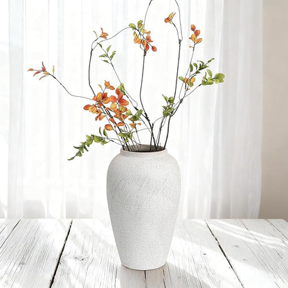 Ceramic Flower Vase Home Decor, 11" Large Farmhouse Table Vases Rustic Vintage Living Room Kitchen Bedroom Decorations for House Book Shelf Office Coffee Desk Dining Fireplace