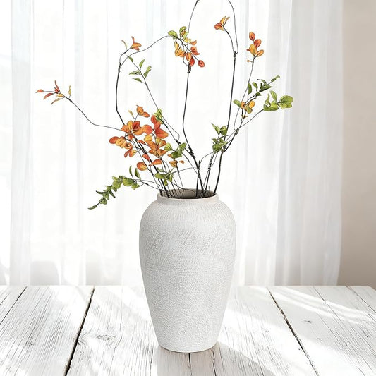 Ceramic Flower Vase Home Decor, 11" Large Farmhouse Table Vases Rustic Vintage Living Room Kitchen Bedroom Decorations for House Book Shelf Office Coffee Desk Dining Fireplace