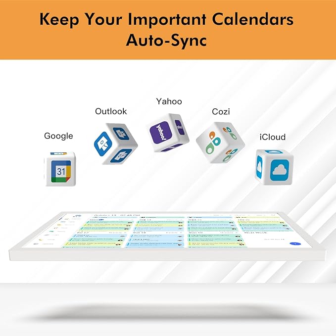 32" Digital Calendar Chore Chart for Wall Planner –Touchscreen Electronic Calendar Photo Frame for Family-Meal-Planner, Seamless Scheduling with Star Reward, Sync Online Calendar Via APP, Wall Mounted