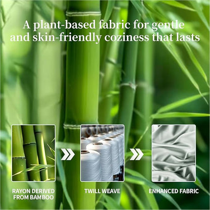 Shilucheng 100% Viscose Derived from Bamboo_ Sheets Queen Size 4pcs - Ultra Cooling & Silky Soft Bed Sheets, 16" Deep Pocket, Perfect for Hot Sleepers, Hotel Bedding Sheets (Sea Glass)