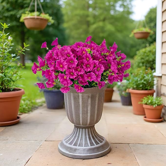 Artificial Silk Flowers for Outdoor Decoration,12 Bundles Faux Flowers Colorful Morning Glory with Eucalyptus Fake Plants Greenery UV Resistant for Outside Front Door Planter Porch Patio Yard