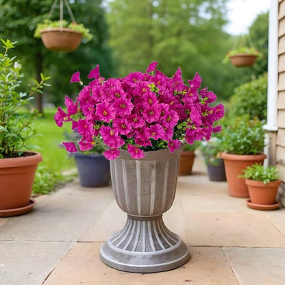 Artificial Silk Flowers for Outdoor Decoration,12 Bundles Faux Flowers Colorful Morning Glory with Eucalyptus Fake Plants Greenery UV Resistant for Outside Front Door Planter Porch Patio Yard