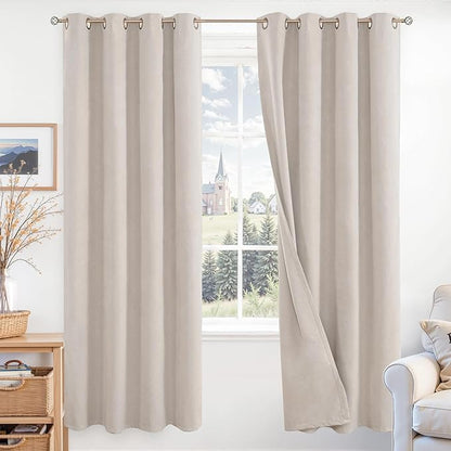 BGment 100% Linen Blackout Curtains 72 Inch Long for Bedroom -Thermal Insulated Blackout Curtains for Living Room/Farmhouse Rustic Netural Lightweight Window Drapes 2 Panels Set, 52 x 72 Inch
