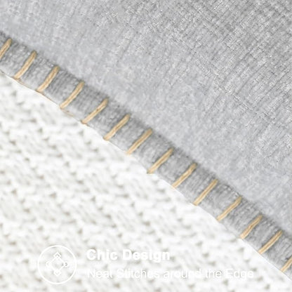 CaliTime Throw Pillow Covers Decorative 26 X 26 Inches Pack of 2 Cotton Thread Stitching Edges Solid Dyed Soft Chenille Cushion Cases for Couch Sofa Bed Living Room Farmhouse Moonbeam Gray