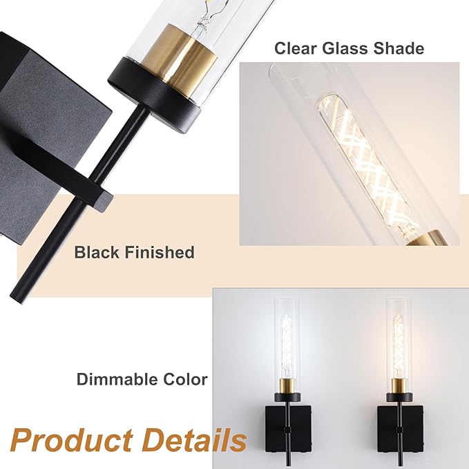 Wall Sconces,Battery Operated Wall Sconce 8000mAh Black Fast Chargin Endurance 100 Hours Infinitely Dimmable 2 Color Bulbs 3000K/6000K with Remote Control Wireless Wall Lights for Bedroom Living
