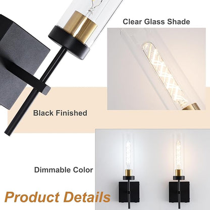 Wall Sconces,Battery Operated Wall Sconce 8000mAh Black Fast Chargin Endurance 100 Hours Infinitely Dimmable 2 Color Bulbs 3000K/6000K with Remote Control Wireless Wall Lights for Bedroom Living