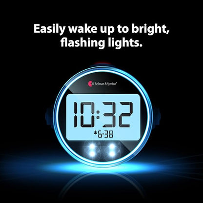 Bellman & Symfon Vibrating Alarm Clock Pro with Bed Shaker - Loud Alarm, Flashing LED Night Lights for Heavy Sleepers, Hard of Hearing and Deaf People - Alarm Clocks for Bedrooms with Backup Batteries