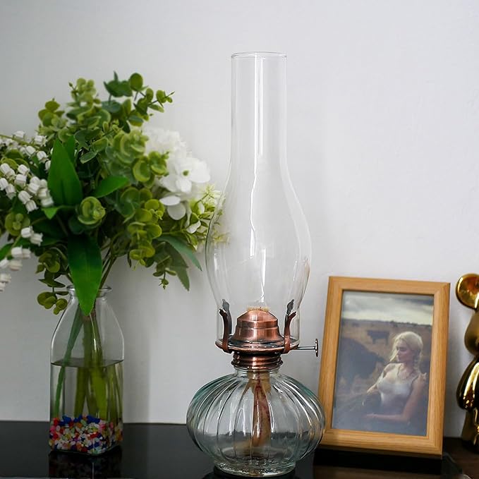 Oil Lamp Burner #2 Size Bronzy Plated Burner for Antique Lamps Oil Lamp Replacement Kerosene Lamps Parts with Reduction Collar and Cotton Lamp Wick Fits Holds a 3 Inch Base Chimney
