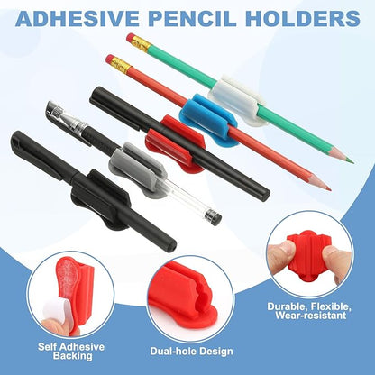 PATIKIL 20 Pcs Adhesive Pencil Holders for Desk, Universal Pencil Clip Silicone Pen Holder Office Desk Pen Organizer for Wall Clipboard Teacher Supplies, Multicolor