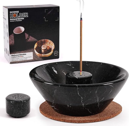 Radicaln Marble Incense Holder 5.5" Inches Black Handmade Incense Stick Holder for Living Room Décor, Ideal Incense Holder Marble Ashtray & Palo Santo Holder for Home Décor