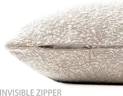 Boucle Decorative Throw Pillow Covers for Couch Set of 2, 16x16 inches, Beige