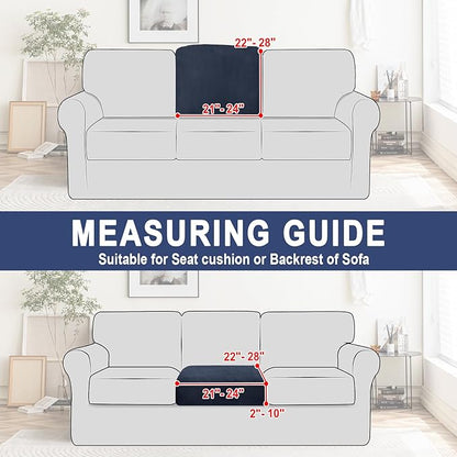 Couch Cushion Cover Velvet 1 Piece Seat Cushion Cover Stretch Armchair Cover Separate Sectional Sofa Slipcovers Furniture Protector (1-Seater or Sofa Backrest, Navy)