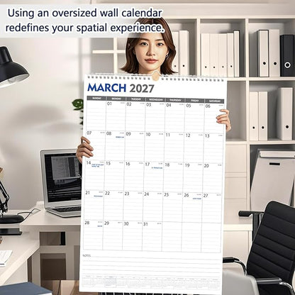 GuassLee Extra Large Wall Calendar 2026, 36"x 24" Jumbo Vertical Wall Planner 2026-2027 from January 2026 to June 2027,18 Months with Julian Dates and Notes for Office School Home Teacher Planning