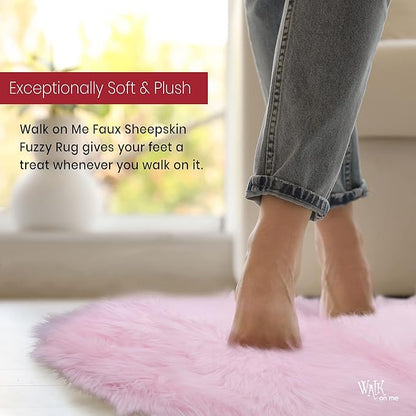 Silky Soft Faux Fur Rug, 3 ft. x 5 ft. Pink Fluffy Rug, Sheepskin Rectangle Shaggy Pink Carpet for Living Room, Bedroom, Kids Room, or Nursery Home Décor Accent Machine Washable with Non-Slip Backing