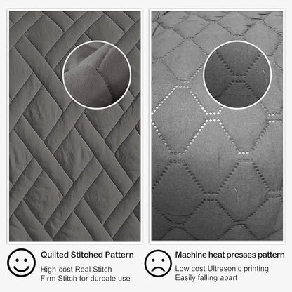 HORIMOTE HOME Quilt Set Twin Size Grey, Classic Geometric Diamond Stitched Pattern, Microfiber Ultra Soft Lightweight Bedspread Coverlet for All Season, 2 Piece Includes 1 Quilt and 1 sham