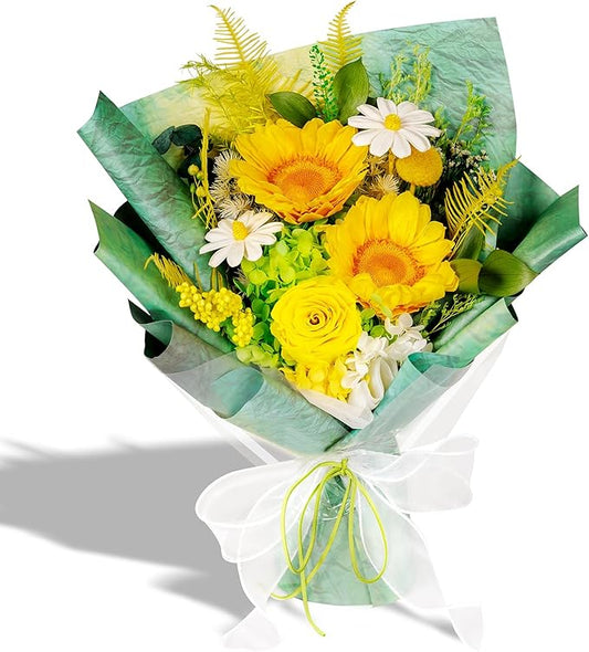 Flowers Gifts for Mom, Flower for Delivery, Preserved Sunflower Bouquets, Birthday Gifts for Women, Mothers Day Flowers for Wife (Yellow)