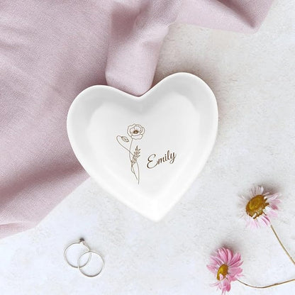 Customized Trinket Tray Dish - Ceramic Jewelry Dish for Rings, Earrings, Bracelets (Weddings, Bridesmaids, Personalized Gifts)
